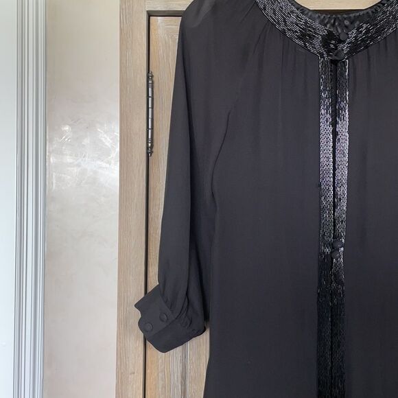 Parker silk beaded blouse sheet top black small - Picture 6 of 15